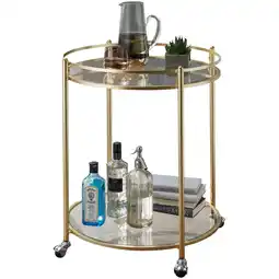 Netto Marken-Discount WOHNLING Design Servierwagen JAMES Gold B 57 cm Beistelltisch Teewagen Metall mit Rollen Angebot
