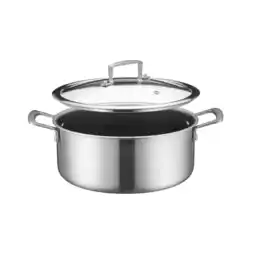 Netto Marken-Discount Mäser Kochtopf 24x10,5 cm mit Glasdeckel, Edelstahl Hestia Keramik Silber / Schwarz Angebot