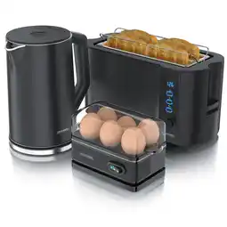 Netto Marken-Discount Arendo Frühstücks-Set Wasserkocher 1,5l, 4-Scheiben Toaster, 6er Eierkocher, Schwarz Angebot