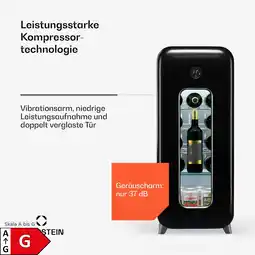 Netto Marken-Discount Shirley 15 Uno Weinkühlschrank 15 Flaschen 5 - 20 °C Touch Retro Schwarz 15 Flaschen 1 Kühlzone Angebot
