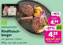 Biomarkt KÖNIGSHOFER Rindfleischburger Angebot