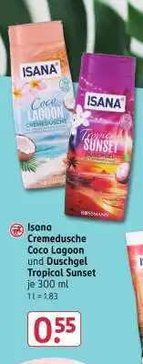 Rossmann Isana Cremedusche Coco Lagoon und Duschgel Tropical Sunset Angebot