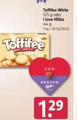 Rossmann Toffifee White 125 g oder I love Milka 44 g Angebot