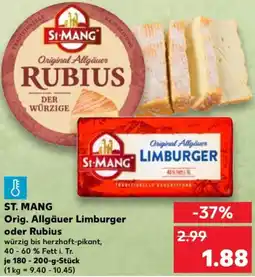 Kaufland ST. MANG Orig. Allgäuer Limburger oder Rubius Angebot
