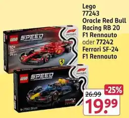 Rossmann Lego 77243 Oracle Red Bull Racing RB 20 F1 Rennauto oder 77242 Ferrari SF-24 F1 Rennauto Angebot