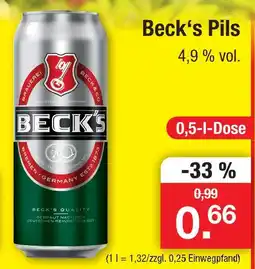 Zimmermann Beck's pils Angebot