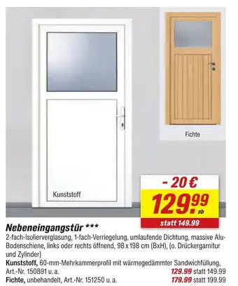 toom Baumarkt Nebeneingangstür kunststoff Angebot