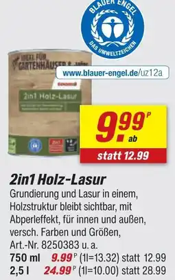 toom Baumarkt Blauer engel 2in1 holz-lasur 750 ml Angebot