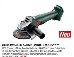 toom Baumarkt Akku-winkelschleifer w18lbl9-125 Angebot