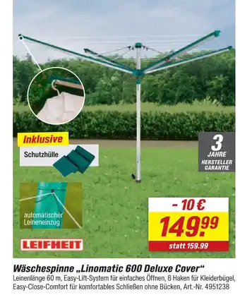 toom Baumarkt Leifheit wäschespinne linomatic 600 deluxe cover Angebot