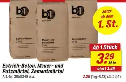 toom Baumarkt B1 estrich-beton, mauer- und putzmörtel, zementmörtel Angebot