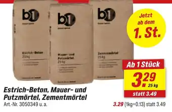 B1 estrich-beton, mauer- und putzmörtel, zementmörtel