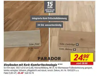 toom Baumarkt Parador vinylboden mit kork-komforttechnologie Angebot