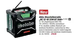 toom Baumarkt Metabo akku-baustellenradio rc 12-18 32w bt dab+ Angebot