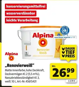 Hagebau Alpina matte innenfarbe renovierweiß Angebot