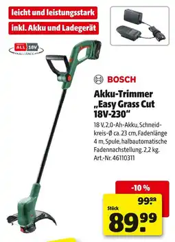 Hagebau Bosch akku-trimmer easy grass cut 18v-230 Angebot