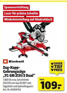 Hagebau Einhell zug-kapp-gehrungssäge tc-sm 2131/2 dual Angebot
