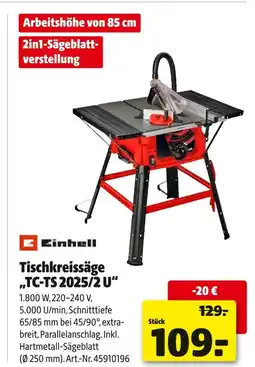 Hagebau Einhell tischkreissäge tc-ts 2025/2 u Angebot