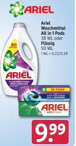 Rossmann Ariel waschmittel all in 1 pods oder flüssig Angebot