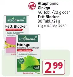 Rossmann Altapharma ginkgo oder fett blocker Angebot