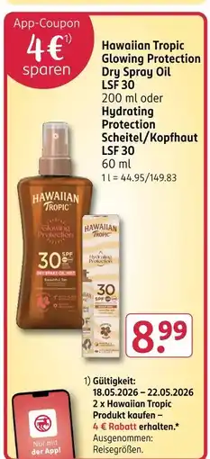 Rossmann Hawaiian tropic glowing protection dry spray oil lsf 30 Angebot