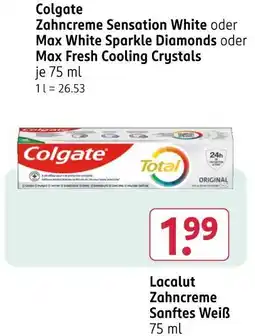 Rossmann Colgate zahncreme sensation white oder max white sparkle diamonds oder max fresh cooling crystals Angebot