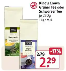 Rossmann King's crown grüner tee oder schwa'zer tee Angebot