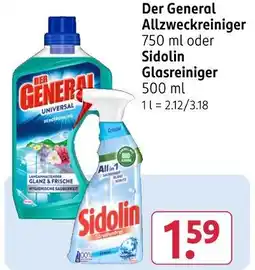 Rossmann Der general oder sidolin allzweckreiniger oder glasreiniger Angebot