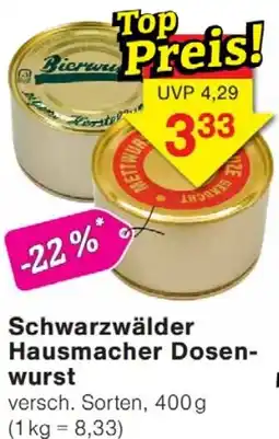Wiglo Wunderland Schwarzwälder Hausmacher Dosenwurst Angebot