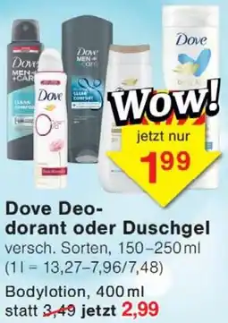 Wiglo Wunderland Dove Deodorant oder Duschgel Angebot
