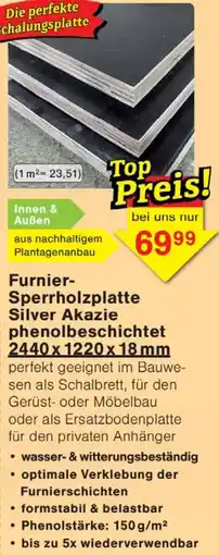 Wiglo Wunderland Furnier Sperrholzplatte Silver Akazie phenolbeschichtet Angebot