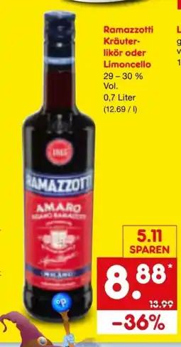 Netto Marken-Discount Ramazzotti Kräuterlikör Angebot