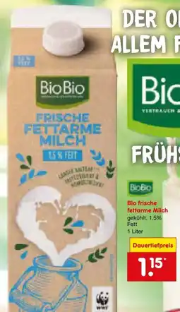 Netto Marken-Discount BioBio Bio-Frische Fettarme Milch Angebot