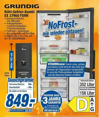 expert Techno Land Grundig Kühl-gefrier Kombi Ex 27960 Fxrn Angebot