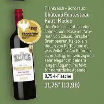 METRO Bordeaux Château Fontesteau Haut-médoc Angebot