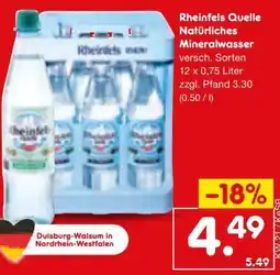 Netto Marken-Discount Rheinfels Quelle Mineralwasser natürliches Angebot