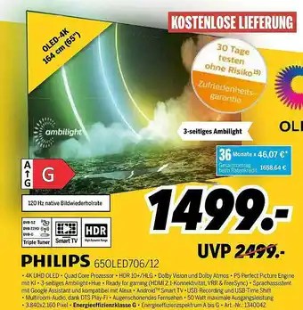 MEDIMAX Philips 650led706-12 Oled-4k Angebot