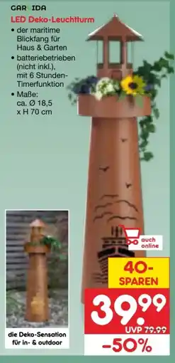 Netto Marken-Discount Garvida LED-Dekoleuchtturm Angebot