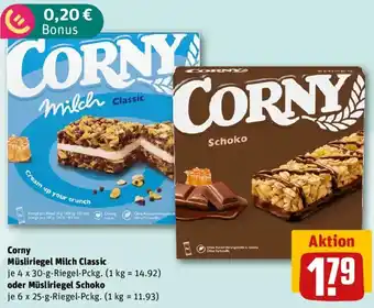 REWE Corny Müsliriegel Milch Classic oder Müsliriegel Schoko Angebot