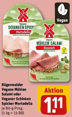 REWE Rügenwalder Vegane Mühlen Salami oder Veganer Schinken Spicker Mortadella Angebot