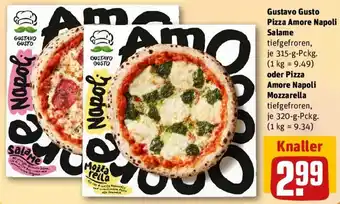 REWE Gustavo Gusto Pizza Amore Napoli Salame oder Pizza Amore Napoli Mozzarella Angebot