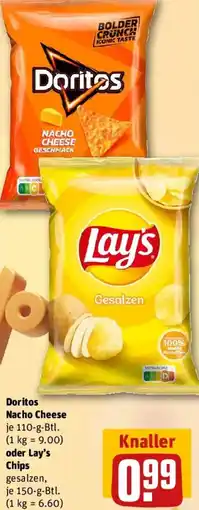 REWE Doritos Nacho Cheese oder Lay's Chips Angebot
