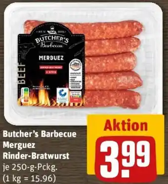 REWE Butcher's Barbecue Merguez Rinder-Bratwurst Angebot