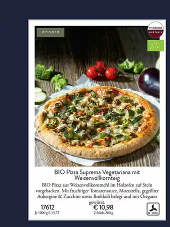 Eismann Bio Pizza Suprema Vegetariana Mit Weizenvollkornteig Angebot