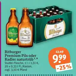 tegut Bitburger premium pils oder radler naturtrüb Angebot