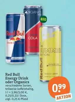 tegut Red bull energy drink oder organics Angebot