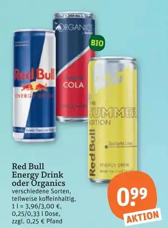 tegut Red bull energy drink oder organics Angebot