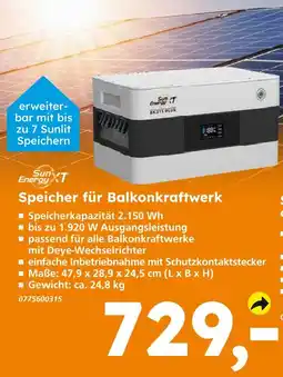 Globus Baumarkt Sun energy xt speicher für balkonkraftwerk Angebot