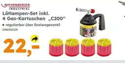 Globus Baumarkt Rothenberger industrial lötlampen-set inkl. 4 gas-kartuschen c200 Angebot