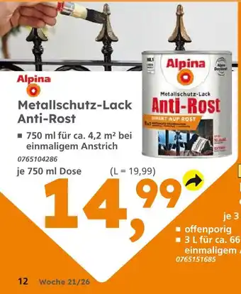 Globus Baumarkt Alpina metallschutz-lack anti-rost Angebot